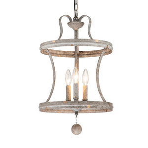 Farmhouze Light-Vintage Distressed 3-Light Metal Lantern Pendant Light-Chandelier-Rusty-