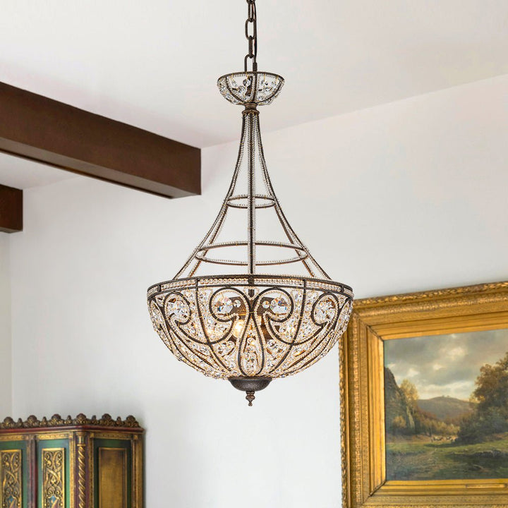 Farmhouze Light-Vintage French Bronze Empire Crystal Chandelier-Chandelier-Bronze-