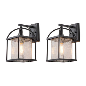 Farmhouze Light-Waterproof 1-Light Square Lantern Outdoor Wall Sconce-Wall Sconce-2 Packs-