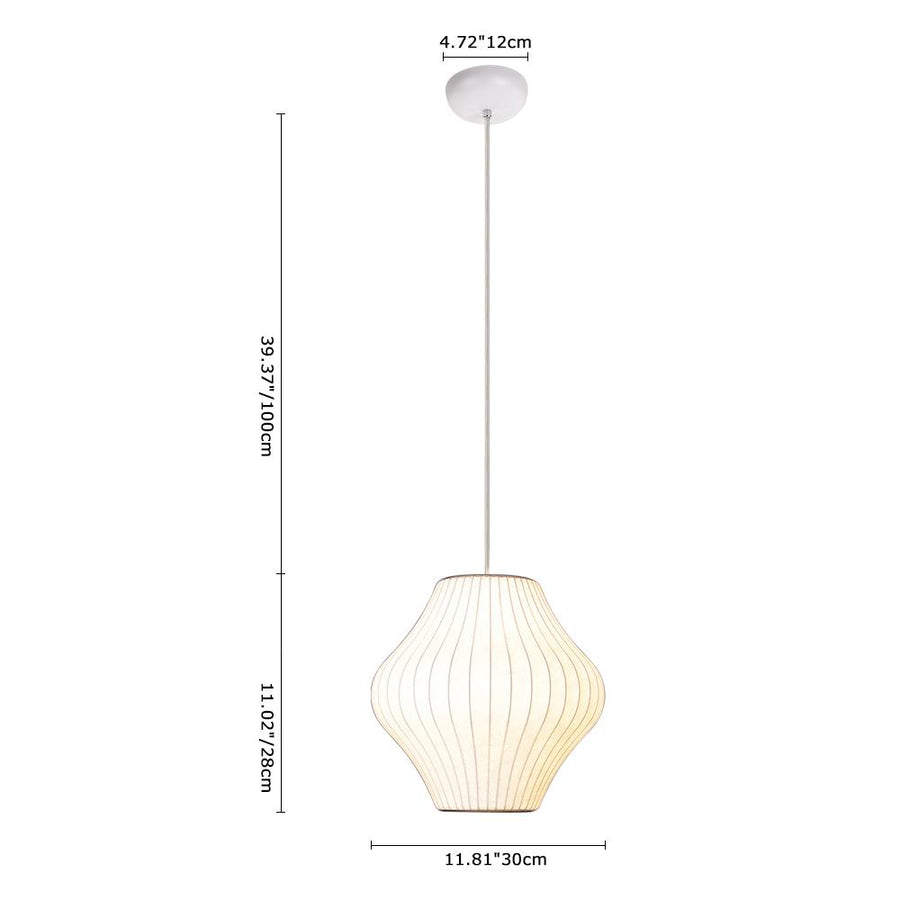 Farmhouze Light-White Fabric Lantern Pendant Light-Pendant-Ball-