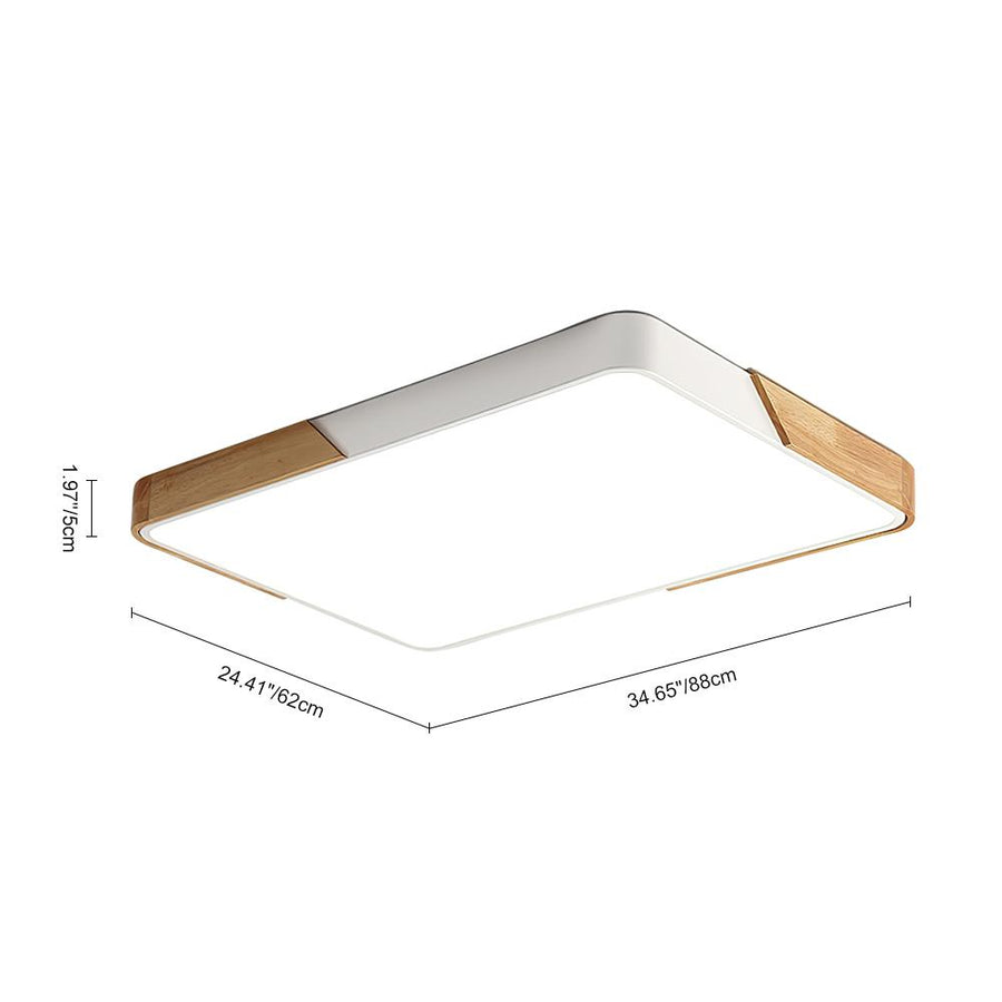 Farmhouze Light-Wood Rectangle LED Ceiling Light-Ceiling Light-White-