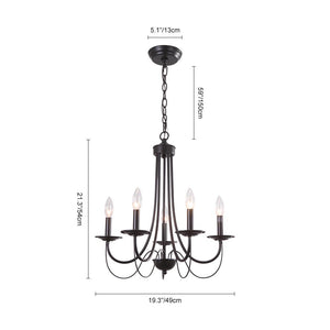 Farmhouze Lighting-Farmhouse 5 Light Black Metal Chandelier-Chandelier-Default Title-