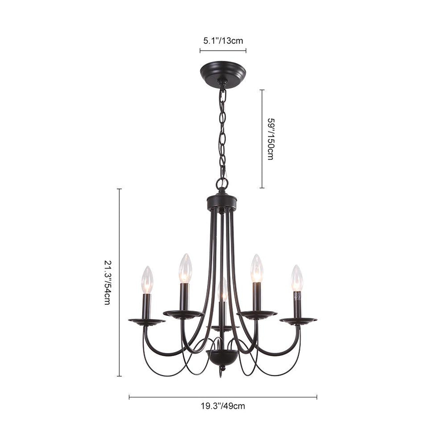 Farmhouze Lighting-Farmhouse 5 Light Black Metal Chandelier-Chandelier-Default Title-