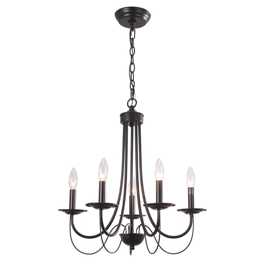 Farmhouze Lighting-Farmhouse 5 Light Black Metal Chandelier-Chandelier-Default Title-