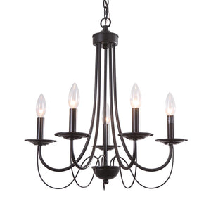 Farmhouze Lighting-Farmhouse 5 Light Black Metal Chandelier-Chandelier-Default Title-