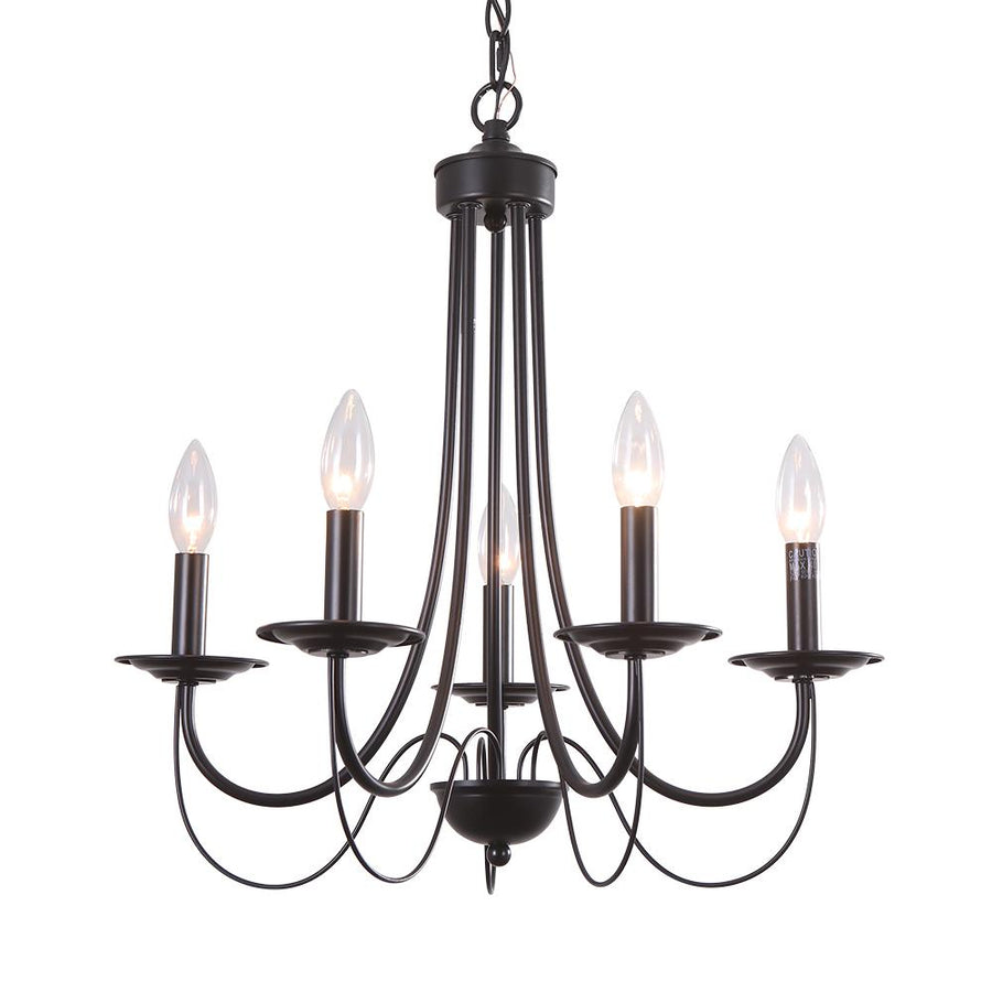 Farmhouze Lighting-Farmhouse 5 Light Black Metal Chandelier-Chandelier-Default Title-