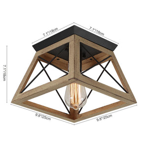 Farmhouze Lighting-Farmhouse Square Cage Flush Mount Ceiling Light-Ceiling Light-Brown-