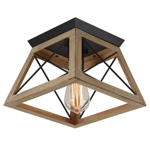 Farmhouze Lighting-Farmhouse Square Cage Flush Mount Ceiling Light-Ceiling Light-Brown-