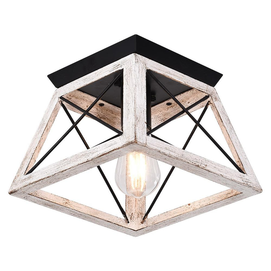 Farmhouze Lighting-Farmhouse Square Cage Flush Mount Ceiling Light-Ceiling Light-White-