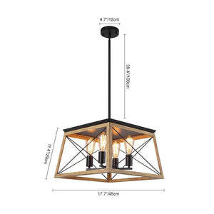 Farmhouze Lighting-Farmhouse Trapezoid Hanging 4 Light Chandelier-Chandelier-Brown-