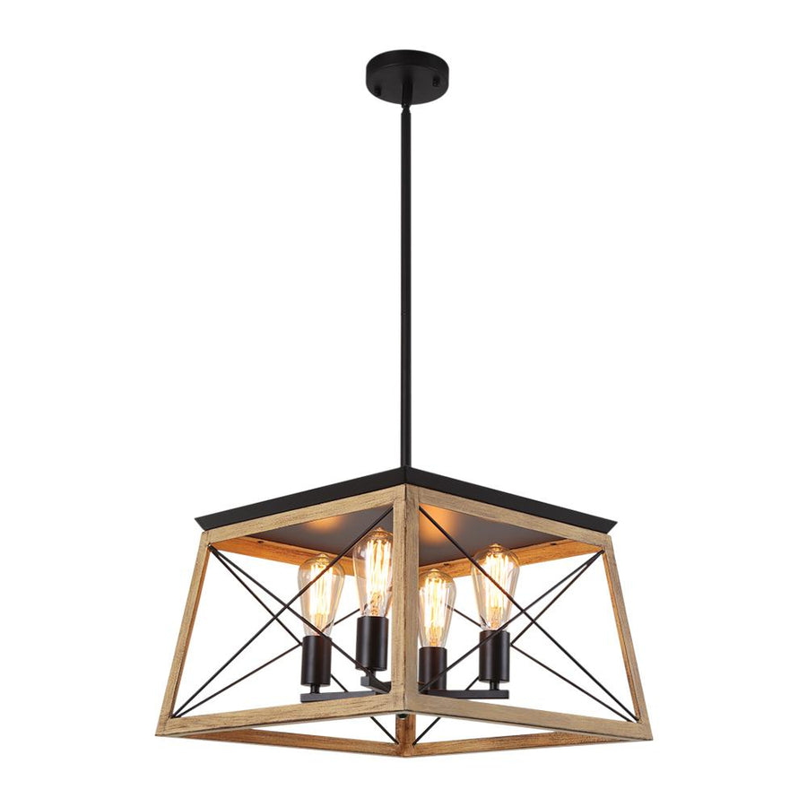 Farmhouze Lighting-Farmhouse Trapezoid Hanging 4 Light Chandelier-Chandelier-Brown-