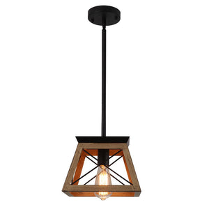 Farmhouze Lighting-Farmhouse Wood Lantern Single Pendant Light-Pendant-Brown-