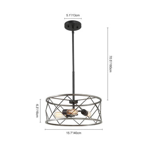 Farmhouze Lighting-Rustic Cage Frame Drum Pendant Light-Pendant-Default Title-