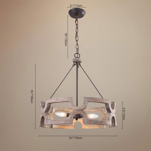 Farmhouze Lighting-Rustic Wood Drum Pendant Light-Pendant-6 bulbs-